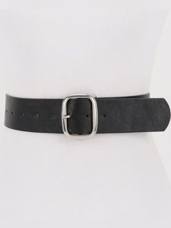 Classic Silver Buckle Studded Belt